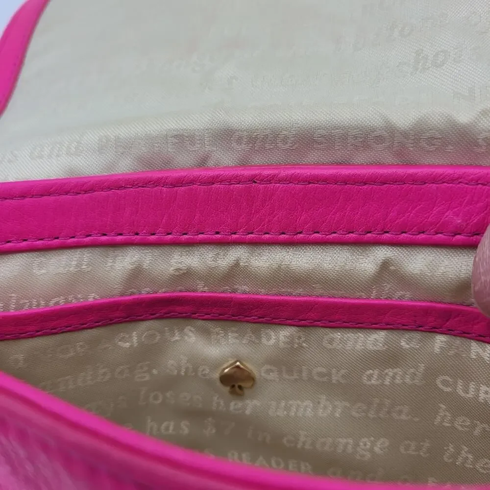 Kate Spade Carah Bright Peonypink Leather Crossbody Bag with Bow & Gold Stud